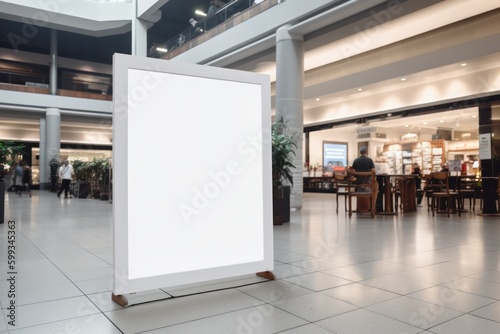 White Mockup Billboard in a Dynamic Public Shopping Area