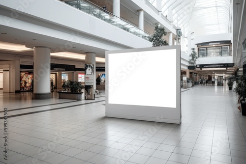 White Mockup Billboard in a Lively Public Shopping Hub