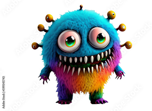 Colorful Baby Monsters Sublimation clipart png ai generative