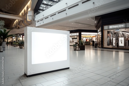  White Mockup Signboard in Busy Shopping Center