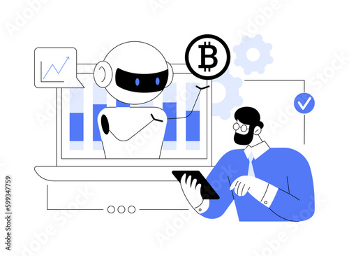 Crypto trading bot abstract concept vector illustration.