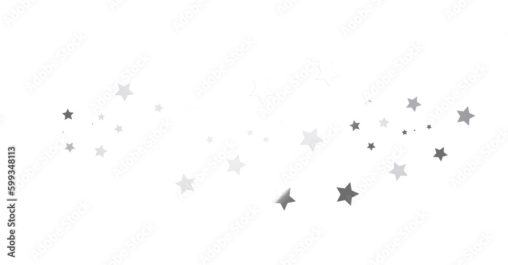 Silver star of confetti. Falling stars on a white background ...