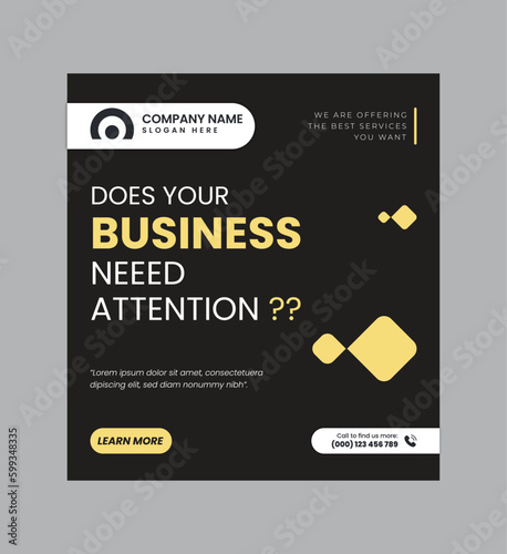 Digital business marketing banner for social media post template, We are digital marketing experts, and We find new ways to market you digitally, Your business needs attention