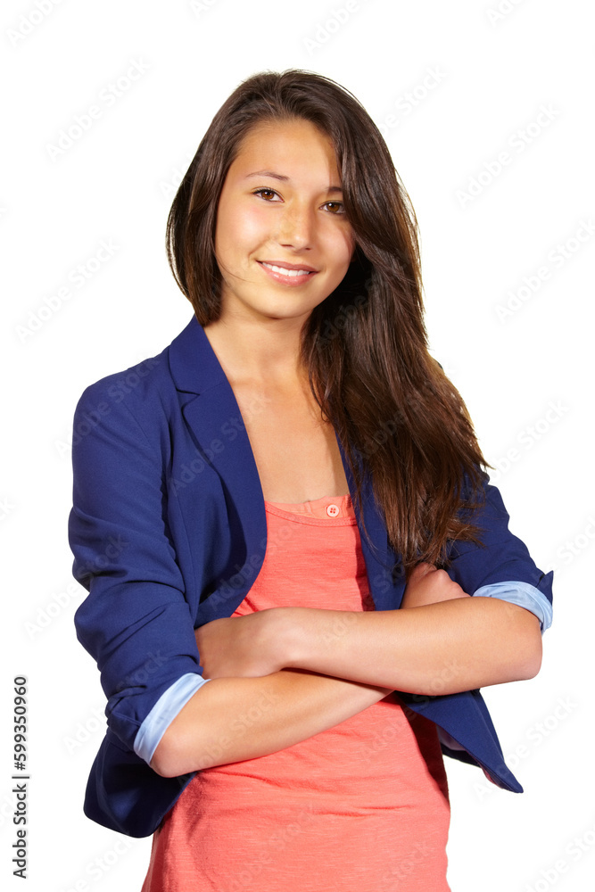 Youthful confidence. Studio portrait of a beautiful teenage girl isolated on white. Youthful confidence. Studio portrait of a beautiful teenage girl isolated on white.