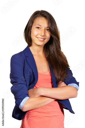 Youthful confidence. Studio portrait of a beautiful teenage girl isolated on white. © DK Casting/peopleimages.com