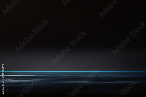 A dark photo of a dark blue ocean with a light on the bottom. Generative Ai