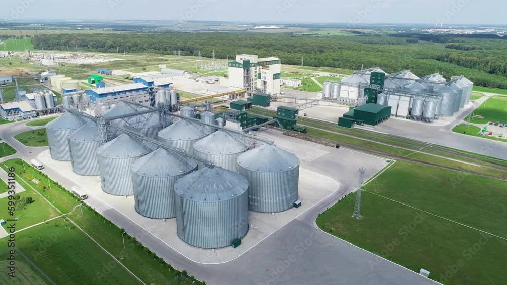 Large silver granary. Storage of grain. Factory for the production of mixed fodders. Factory for processing agricultural products. Feed Mill. Large silver granary. Storage of grain. Factory for the production of mixed fodders. Factory for processing agricultural products. Feed Mill.
