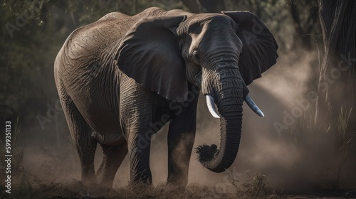 Elephants  Natural Habitat - AI Generated Generative AI