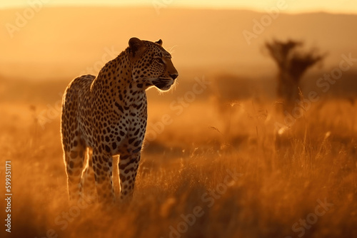 leopard in the savanna