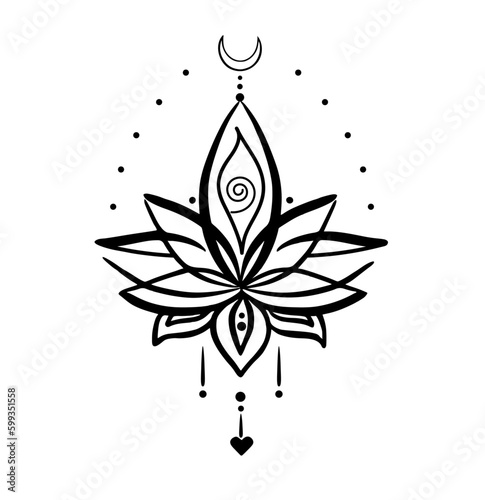 vector illustration lotos black and white ,you can use it how print ,tattoo, logo and other .
