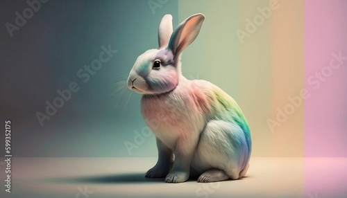 Rabbit animal abstract wallpaper. Contrast background Bunny in Pastel colors generative ai
