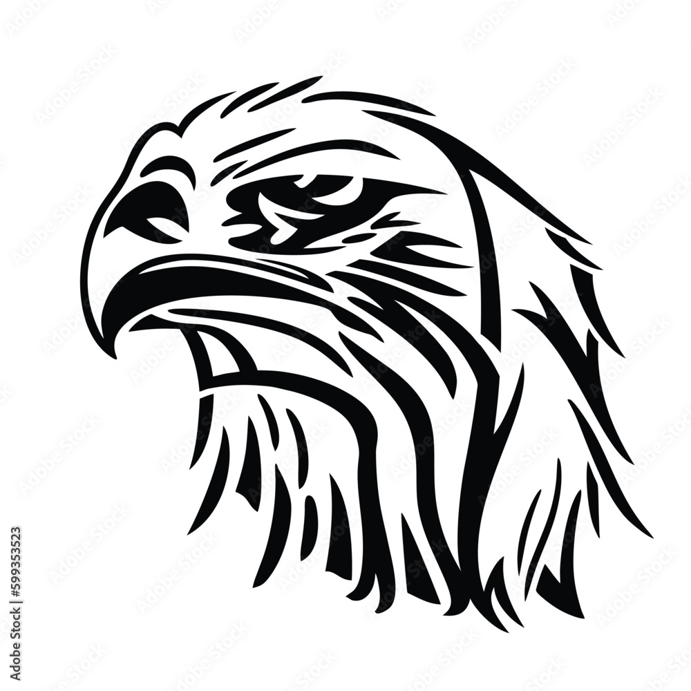 Eagle Head. Eagle logo design. Vector illustration emblem. Vector illustration isolated on white. Stylized image of the head of a bird of prey. Falcon head. Eagle Head. Eagle logo design. Vector illustration emblem. Vector illustration isolated on white. Stylized image of the head of a bird of prey. Falcon head.