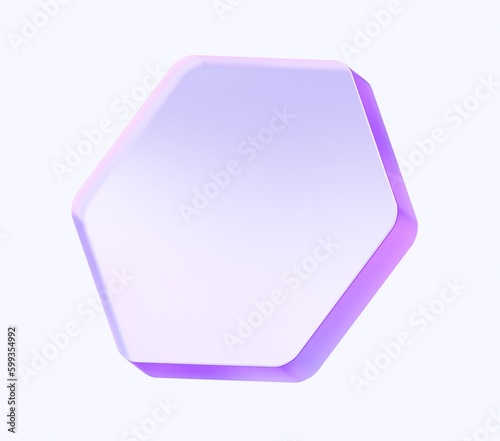 glass hexagon shape with colorful gradient. 3d rendering illustration for graphic design, presentation or background 