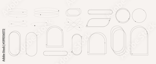 Abstract aesthetic thin line collection. Set of modern minimalist line border frames, geometric elements. Vector illustration