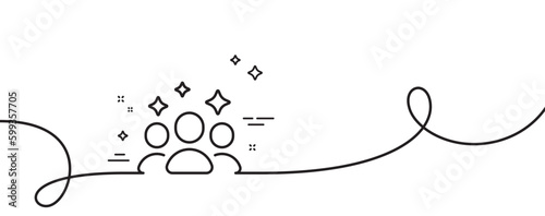 Squad line icon. Continuous one line with curl. Team work sign. Community group symbol. Squad single outline ribbon. Loop curve pattern. Vector
