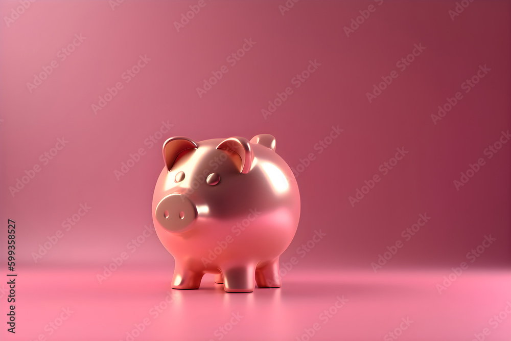 Piggy bank on a pink background, Generative AI Piggy bank on a pink background, Generative AI