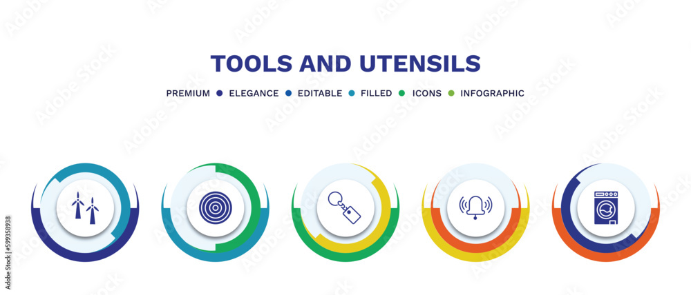 set of tools and utensils filled icons. tools and utensils filled icons with infographic template. flat icons such as windmills, target circles, key ring, ringing, top load washer vector. set of tools and utensils filled icons. tools and utensils filled icons with infographic template. flat icons such as windmills, target circles, key ring, ringing, top load washer vector.