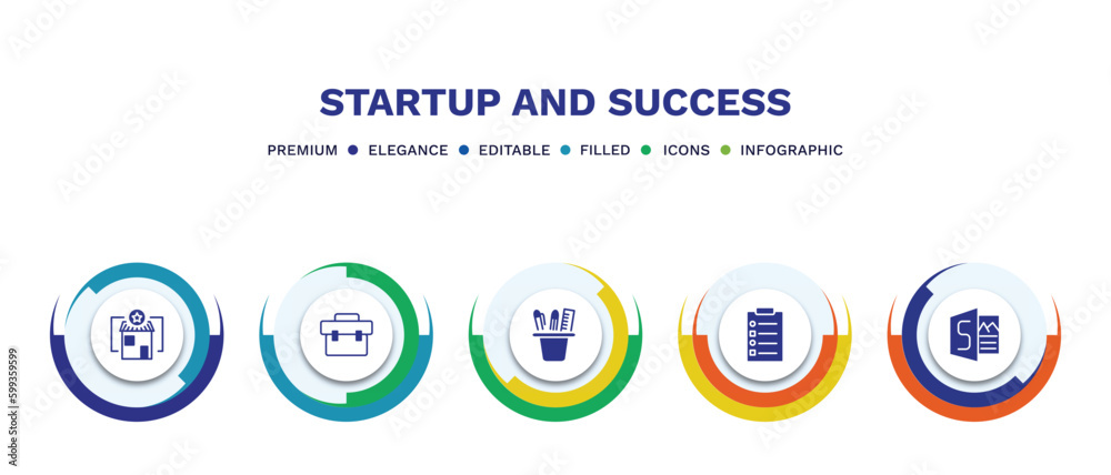 set of startup and success filled icons. startup and success filled icons with infographic template. flat icons such as franchise, experience, stationery, procedure, sway vector. set of startup and success filled icons. startup and success filled icons with infographic template. flat icons such as franchise, experience, stationery, procedure, sway vector.