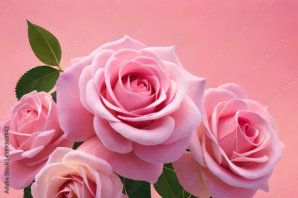 Pink rose in pastel background. Generative AI Pink rose in pastel background. Generative AI