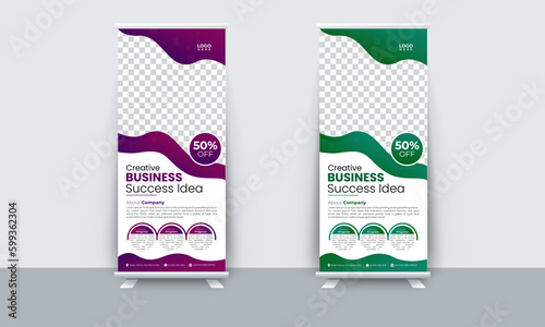 Roll up business template layout brochure leaflet-vector