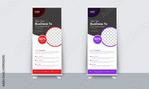 Roll up business template layout brochure leaflet-vector