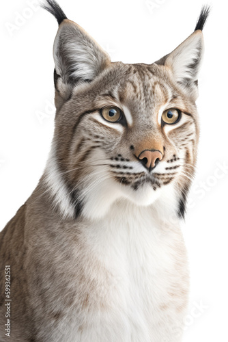 an isolated Bobcat (Lynx rufus), portrait, preservation, elusive wildlife, Wildlife-themed, photorealistic illustration on a transparent background cutout in PNG. Generative AI