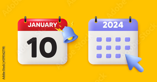 10th day of the month icon. Calendar date 3d icon. Event schedule date. Meeting appointment time. 10th day of January month. Calendar event reminder date. Vector
