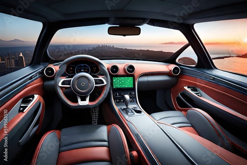 interior of a luxury car, generative ai © drimerz