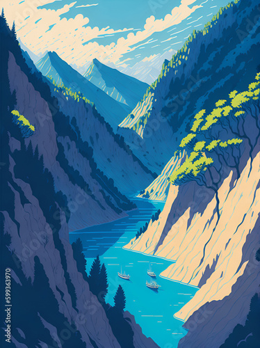 Verdon Gorges landscape. AI generated illustration