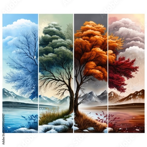 collage of 4 season landscape