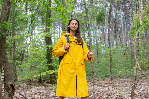 Man in forest photo