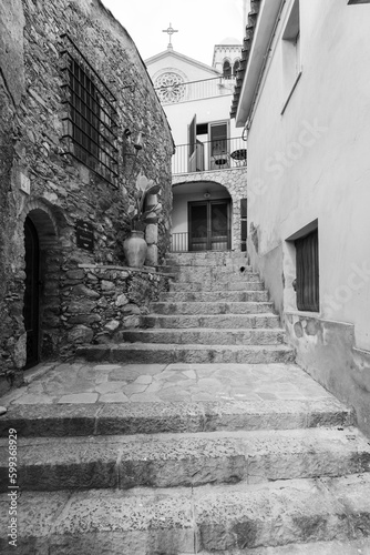 Taormina Castel Mola in Sicily narrow alley with stairs