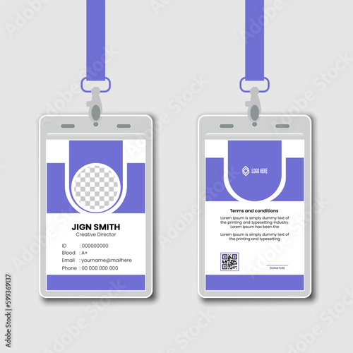 professional corporate id card template, clean id card design with realistic mockup