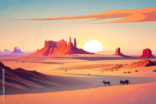 Monument Valley lanscape. AI generated illustration