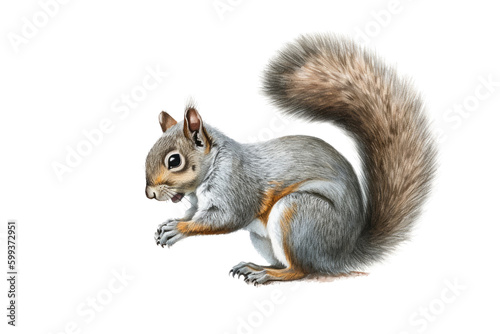  an isolated Grey Squirrel holding a pinecone  preservation  backyard wildlife  Wildlife-themed  photorealistic illustration on a transparent background cutout in PNG. Generative AI