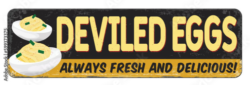 Deviled eggs vintage rusty metal sign