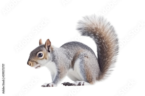 an isolated Grey Squirrel, running, jumping, and sitting. Preservation, backyard wildlife, Wildlife-themed, photorealistic illustration on a transparent background cutout in PNG. generative ai