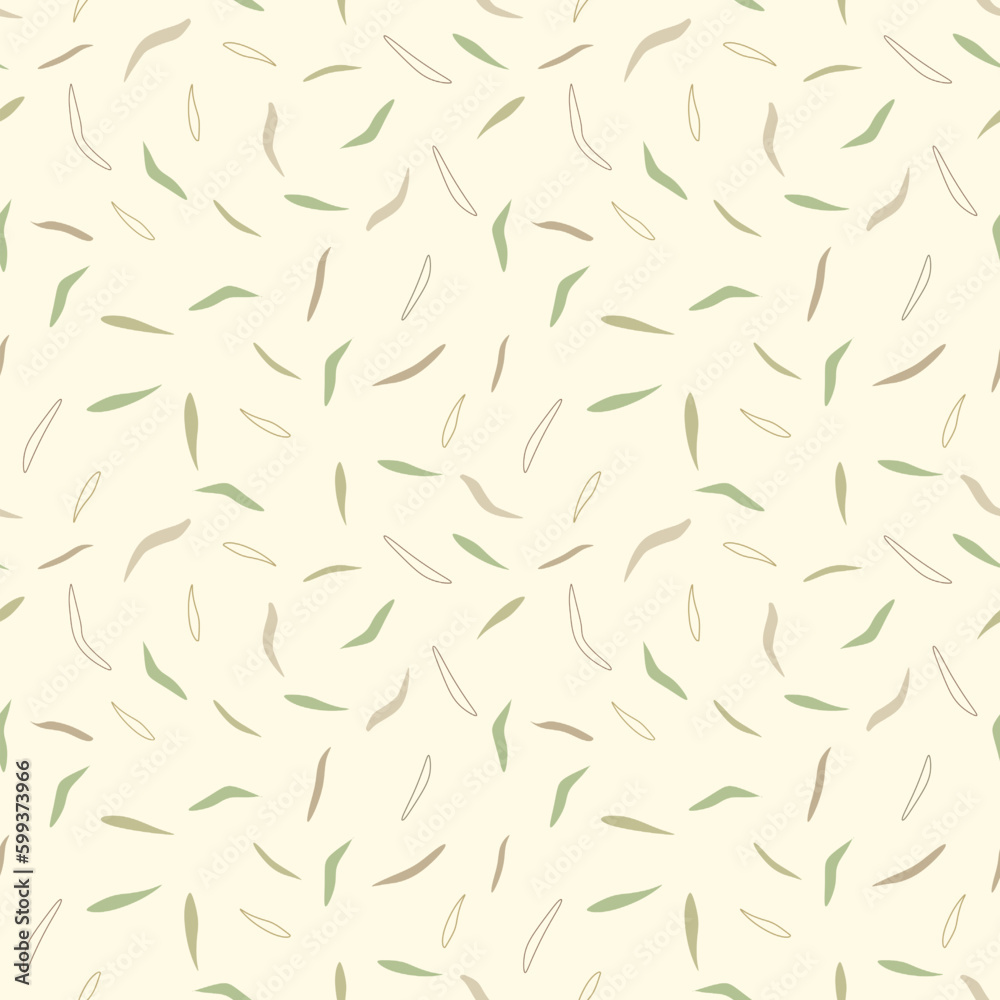 Vector illustration. Seamless pattern of leaves on a light beige background. Printing on textiles, for packaging, product design.