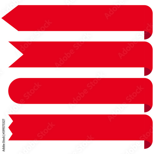 Free Download pack of four red ribbons without text to fill in - GFXLoad