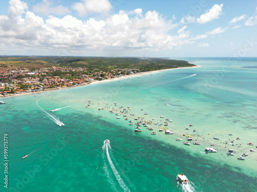 Aerial photo of the Caminho de Moisés on Barra Grande beach in the city of Maragogi, Alagoas, Brazil