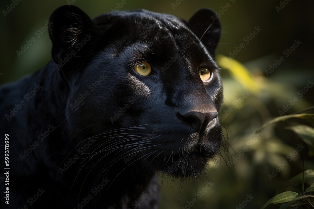 A black panther in jungle