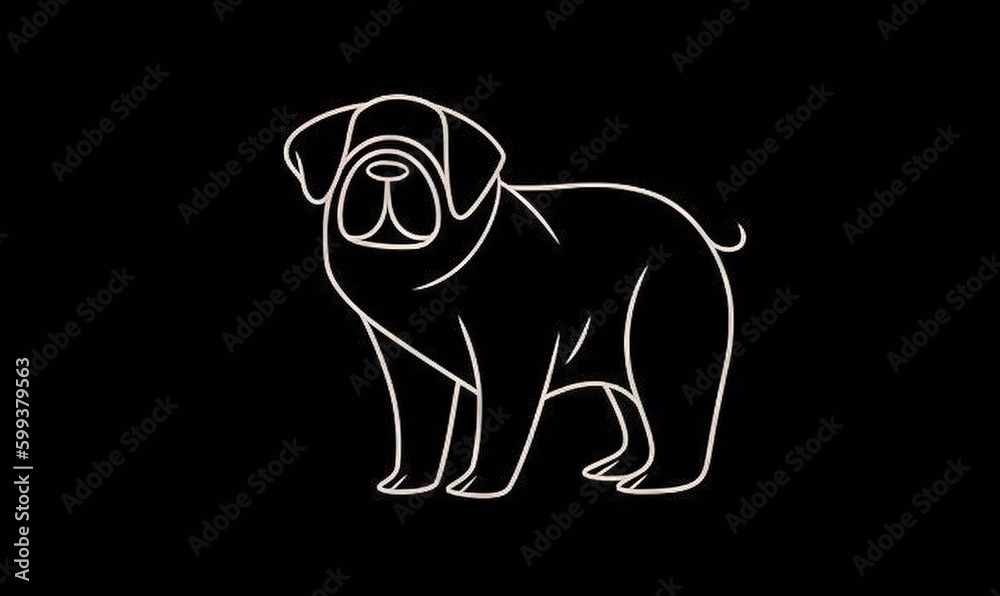 a black and white drawing of a dog on a black background. generative ai a black and white drawing of a dog on a black background. generative ai