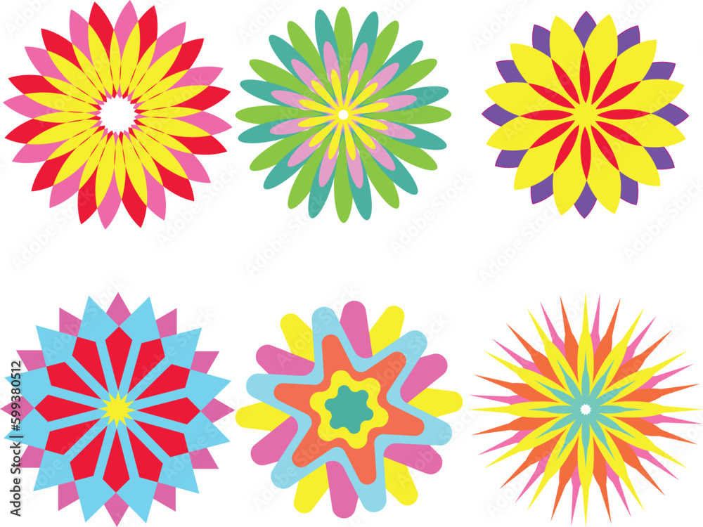 set of colorful flowers set of colorful flowers