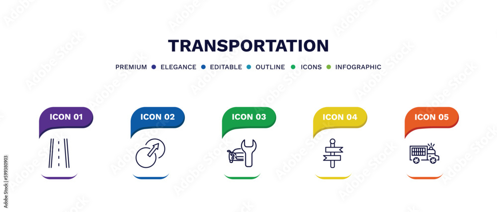 set of transportation thin line icons. transportation outline icons with infographic template. linear icons such as road with broken lines, transition, car repair, way, prison bus vector. set of transportation thin line icons. transportation outline icons with infographic template. linear icons such as road with broken lines, transition, car repair, way, prison bus vector.