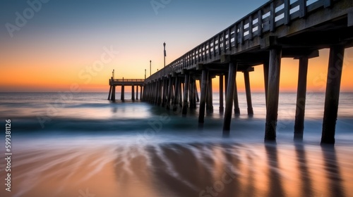Pier at sunset Generative AI