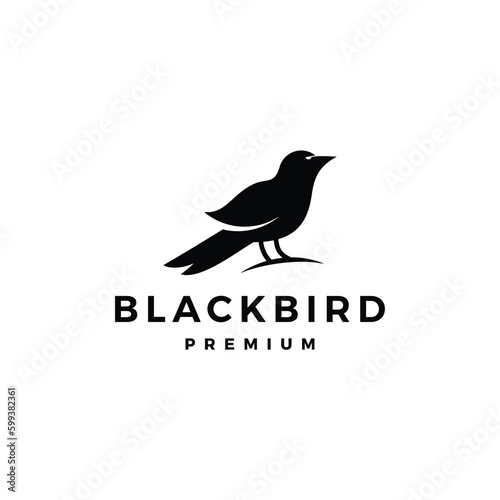 Simple Black Bird Logo Design Vector