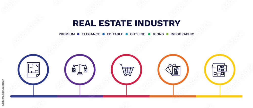 set of real estate industry thin line icons. real estate industry outline icons with infographic template. linear icons such as plans, juridical, shopping, catalog, for rent vector. set of real estate industry thin line icons. real estate industry outline icons with infographic template. linear icons such as plans, juridical, shopping, catalog, for rent vector.