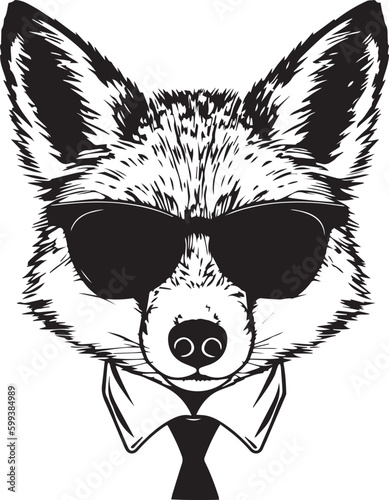 Fox in a business suit and sun glasses Vector Illustration, SVG