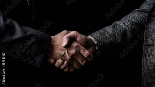 Businessmen handshake, business meeting and partnership concept. Generative Ai