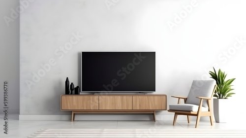 Minimalist Interior of modern living room 3D rendering, generative ai